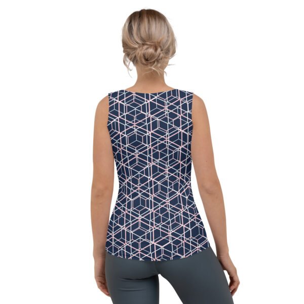 Damen Top mit geometrischem Muster - Blau - Hinten