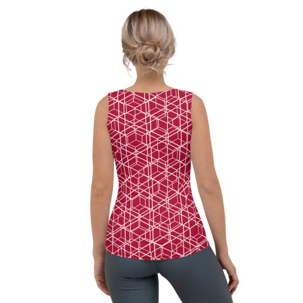 Damen Top mit geometrischem Muster - Rot - Hinten