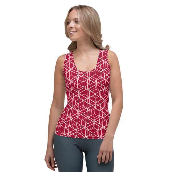 Damen Top mit geometrischem Muster - Rot - Vorne