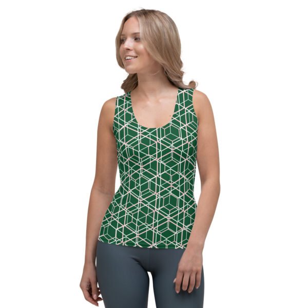 Damen Top mit geometrischem Muster - Grün - Vorne