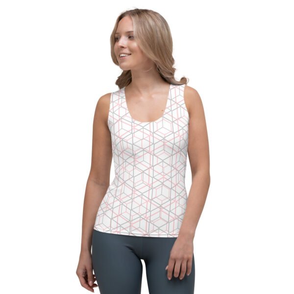 Damen Top mit geometrischem Muster - Weiß - Vorne